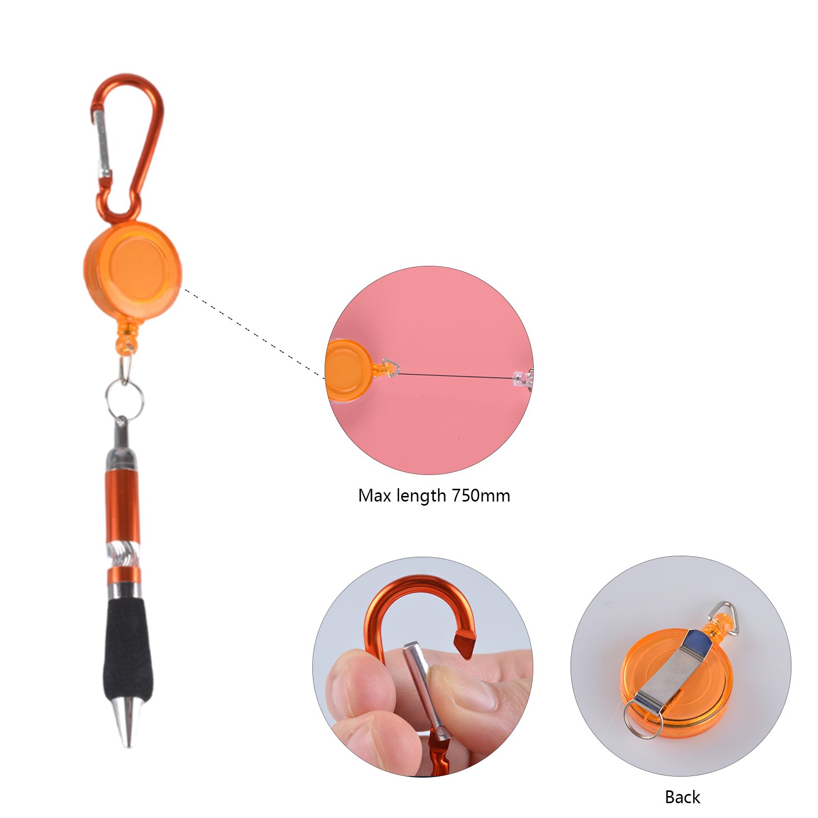 Promotion Travel Retractable Ballpoint Pen Carabiner Multifunctional Clip On Briefcase Keychain