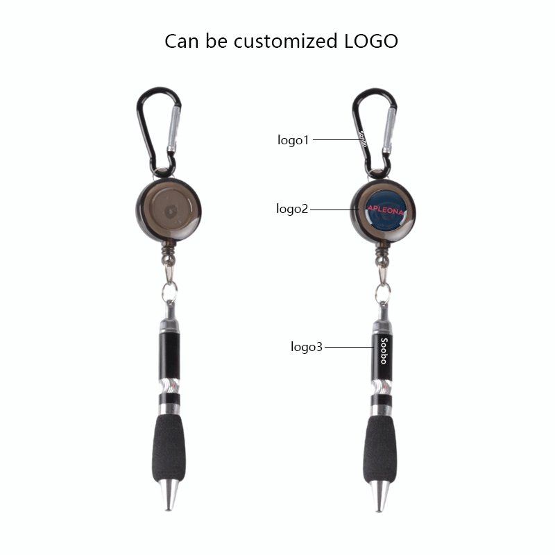 Promotion Travel Retractable Ballpoint Pen Carabiner Multifunctional Clip On Briefcase Keychain