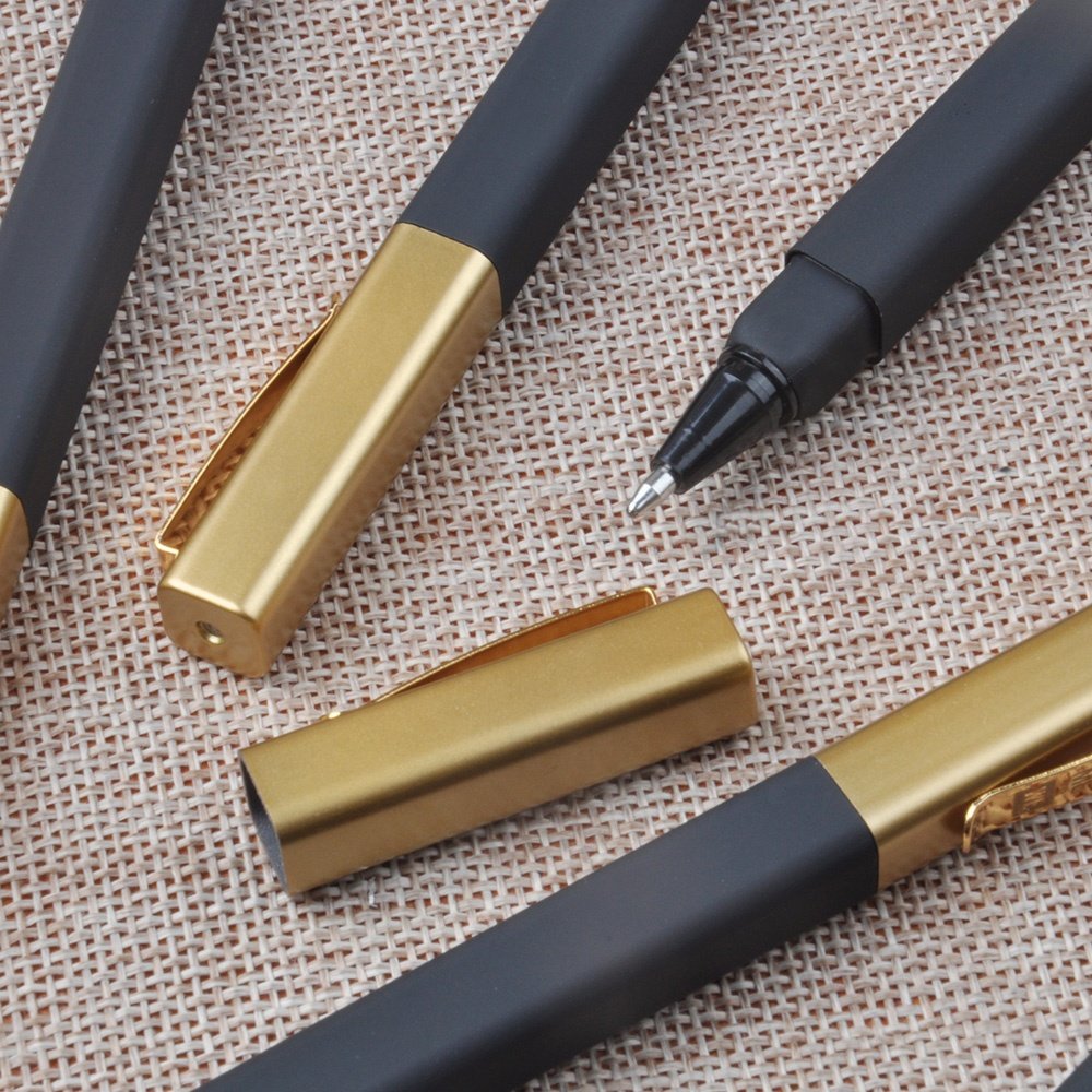 High quality luxury gold clip rubber square hotel ball pen with custom logo