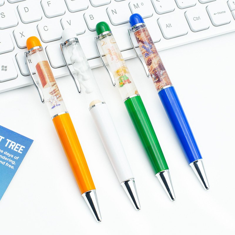 Custom Fast 2D Floater Liquid Floating PVC Pens Colorful Print 1.0mm Metal Writing Advertising Promotional Gifts Novelty Body