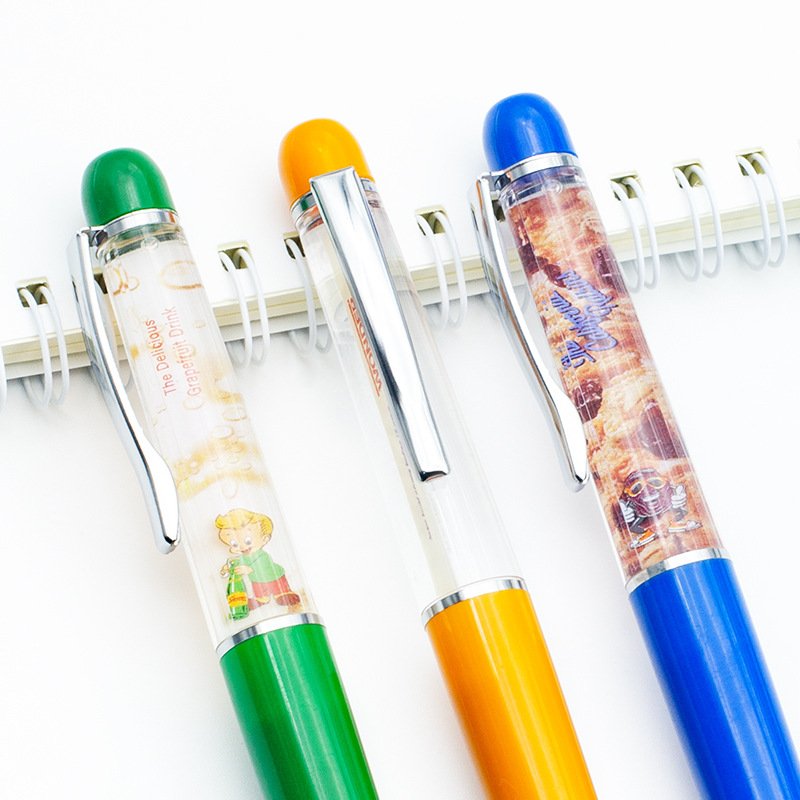 Custom Fast 2D Floater Liquid Floating PVC Pens Colorful Print 1.0mm Metal Writing Advertising Promotional Gifts Novelty Body