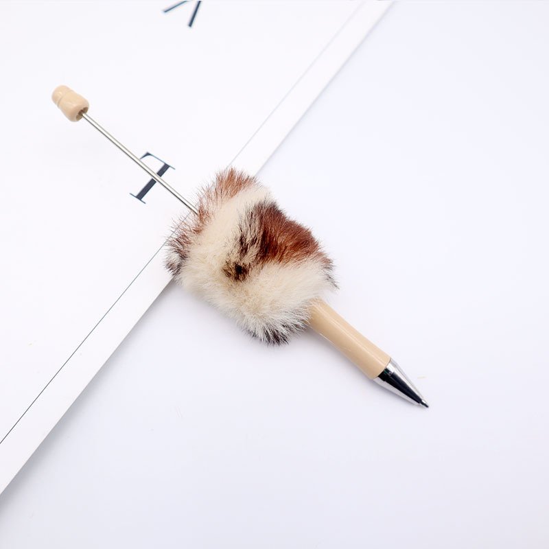 Creative DIY Stationery Office Ballpoint Pen Cute Style Plush Beaded Ballpoint Pens Plastic Material Featuring Plush Pom Design