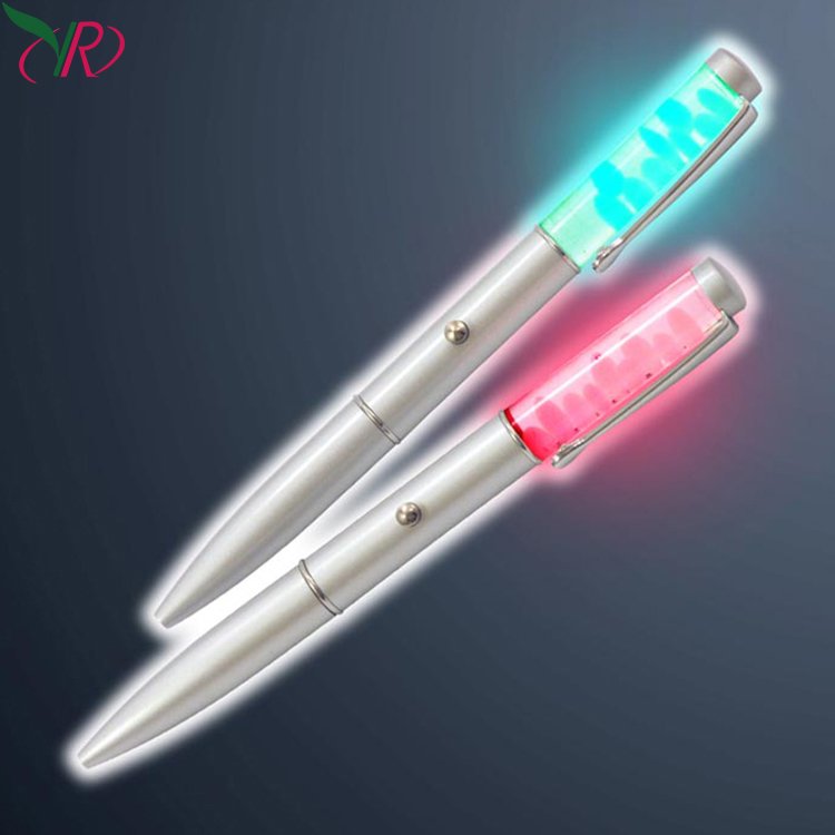 New Products Wholesale Led Liquid Ballpoint Pens With 3D Floater Inside Metal Liquid Floating Pens With Led Light Floating Pen