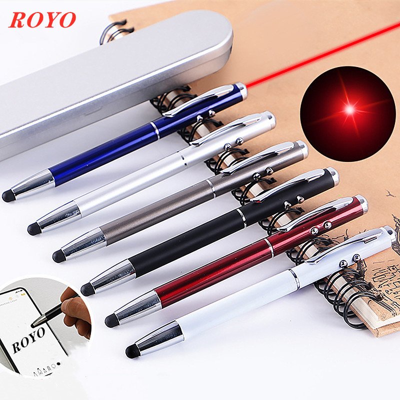 4 in 1 Multifunctional Stylus Touch Screen Laser Point Pen Metal Ballpoint Pen with LED light Ballpoint Pen For Phone