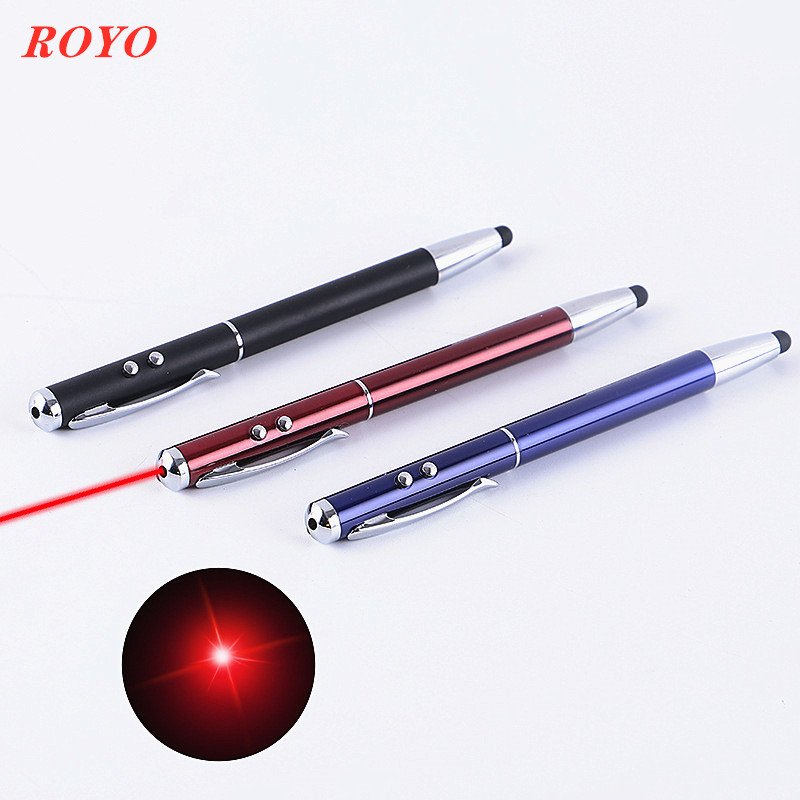 4 in 1 Multifunctional Stylus Touch Screen Laser Point Pen Metal Ballpoint Pen with LED light Ballpoint Pen For Phone
