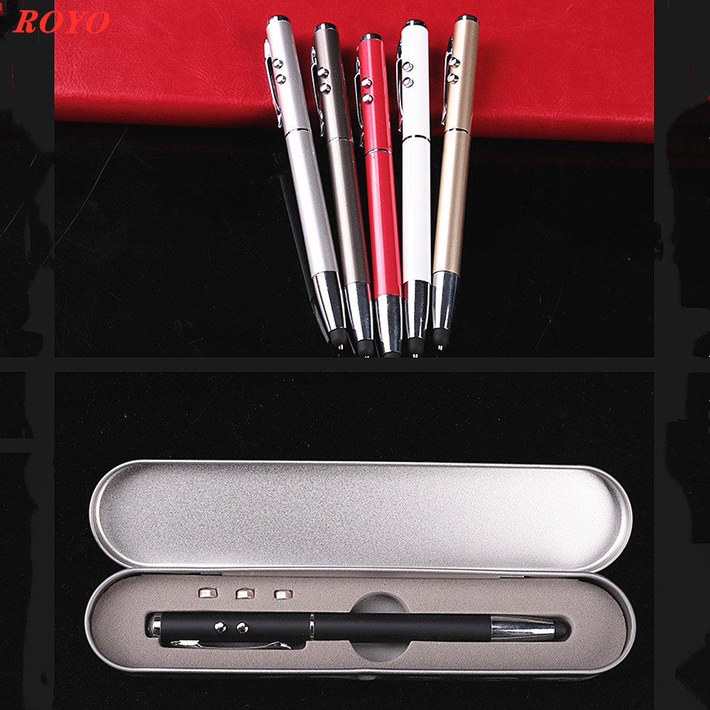 4 in 1 Multifunctional Stylus Touch Screen Laser Point Pen Metal Ballpoint Pen with LED light Ballpoint Pen For Phone
