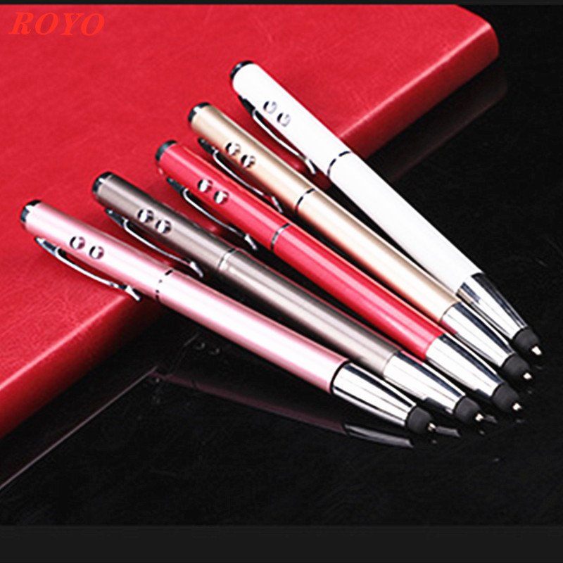 4 in 1 Multifunctional Stylus Touch Screen Laser Point Pen Metal Ballpoint Pen with LED light Ballpoint Pen For Phone
