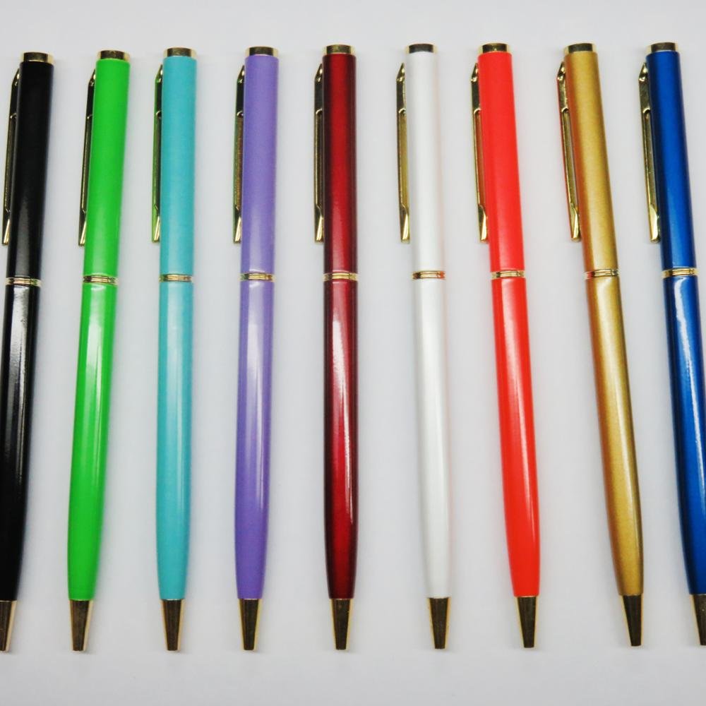 Custom Mini Metal Ballpoint Pens 1.0mm & 0.7mm Writing Width Black Ink Orange Logo Business Hotel Advertising Novelty Stylus