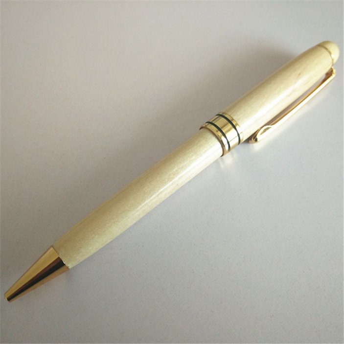 High Quality Eco-Friendly Factory Customized Wood Ballpoint Pen Recycled Wood Gold Parts 1.0mm Width Novelty Logo Pen Promotions