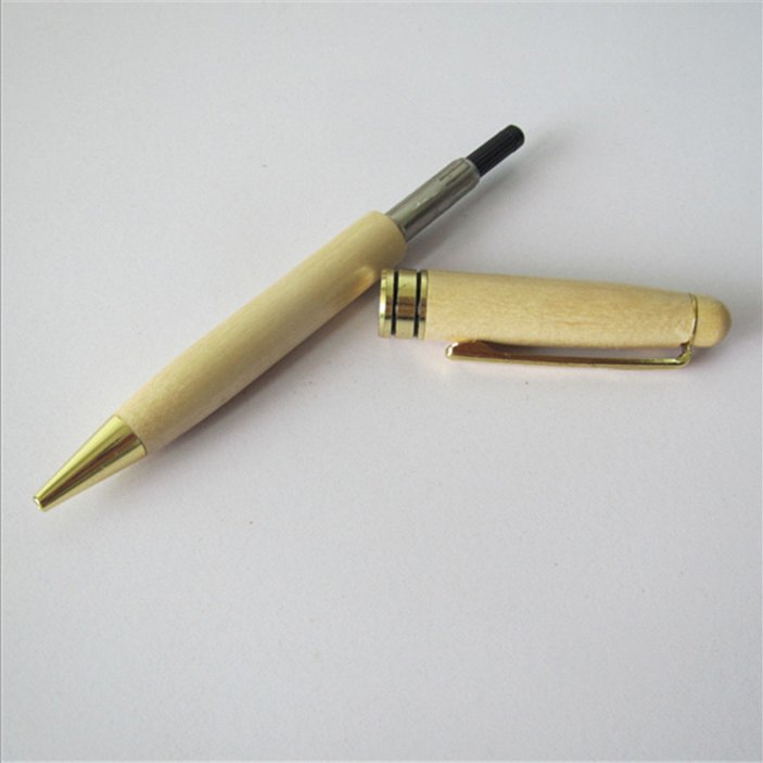 High Quality Eco-Friendly Factory Customized Wood Ballpoint Pen Recycled Wood Gold Parts 1.0mm Width Novelty Logo Pen Promotions
