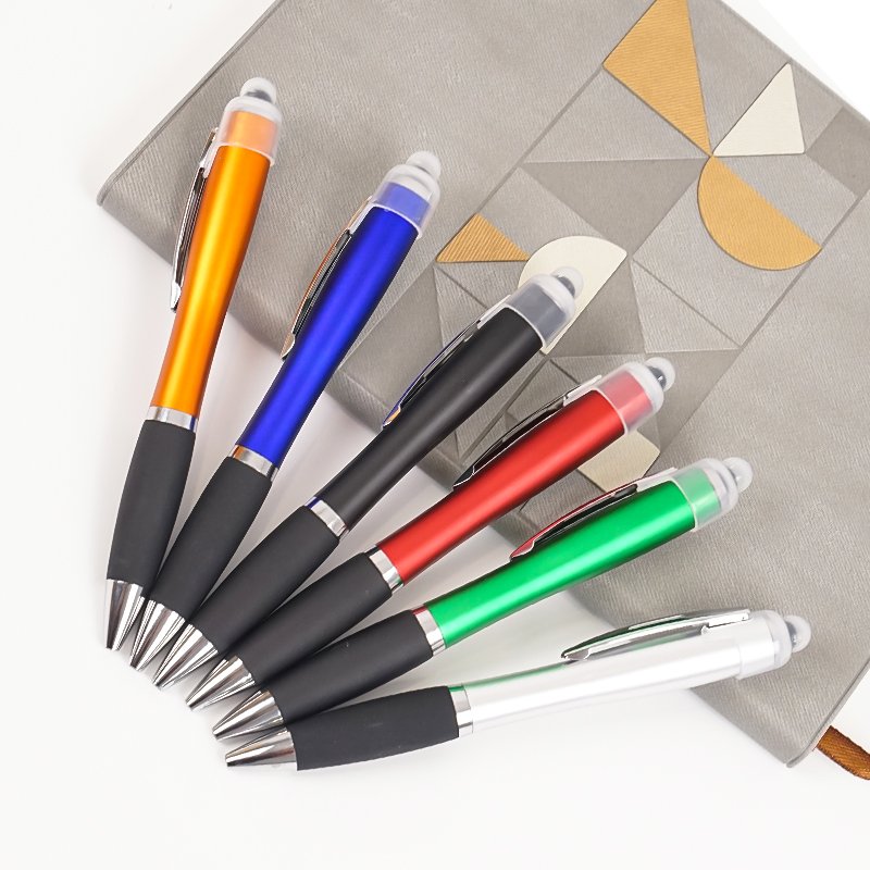 Hot Sales Stationery 3 in 1 Gift LED Light Up Touch Screen Pen Custom Laser Logo Stylus Ballpoint Pen