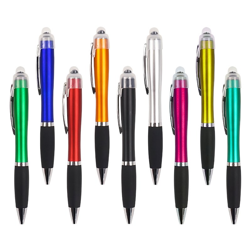 Hot Sales Stationery 3 in 1 Gift LED Light Up Touch Screen Pen Custom Laser Logo Stylus Ballpoint Pen