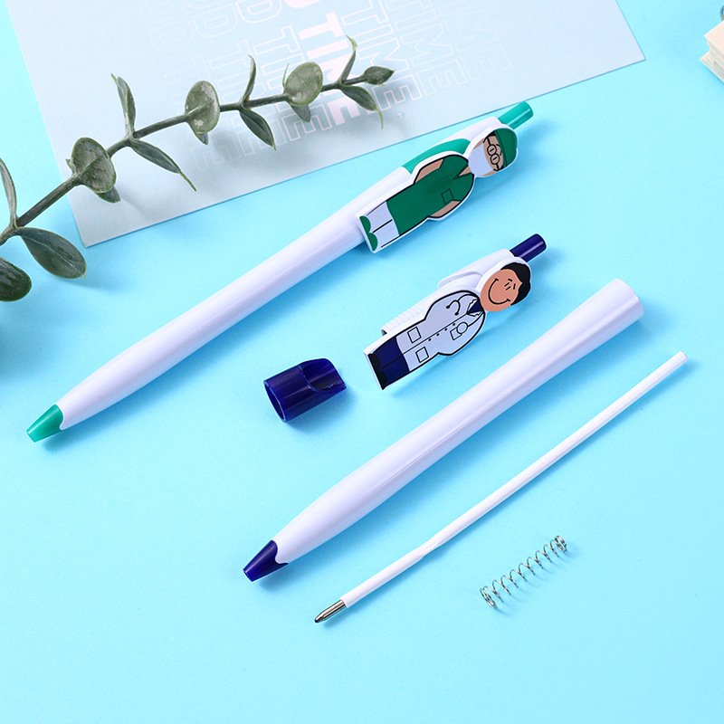 funny doctor nurse pen with Custom LOGO ,Medical Staff accessories cute cartoon silicone Pen Clip plastic BallPoint Pen