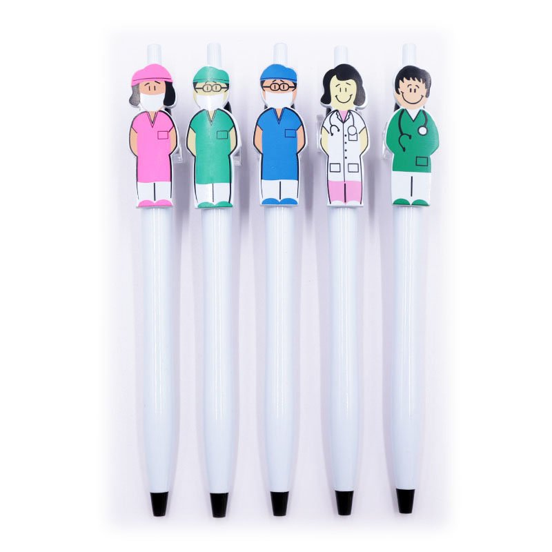 funny doctor nurse pen with Custom LOGO ,Medical Staff accessories cute cartoon silicone Pen Clip plastic BallPoint Pen