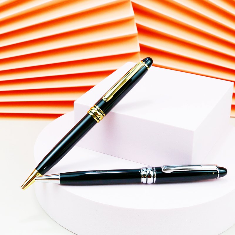 2025 Gift Promotional Ball Pen Customized Logo Black Slim Metal Body Twist Ballpoint Parker Pen