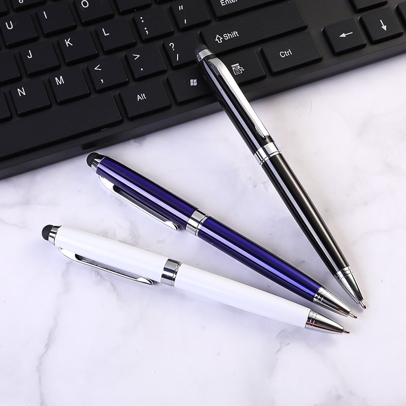 Ballpoint pens business with custom logo Touch Screen Stylus Laser Logo Metal Gift Pen