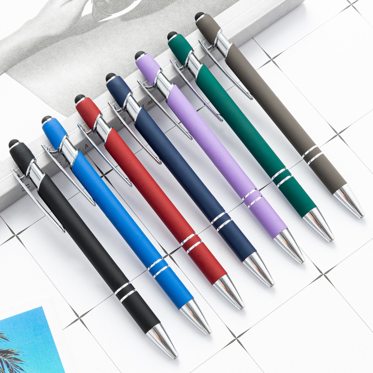 Wholesale Promotional New Multifunction Ball Stylus Soft Touch Screen Pen With Custom Logo Metal Ballpoint Pens
