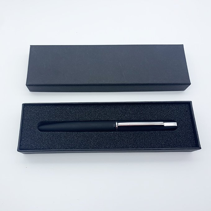 Promotion luxury Business gift Black rubber coated metal ball pen set with custom logo Office supplies metal ball pen with box