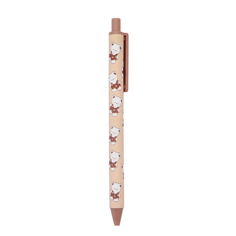 Korean Stationery Gel Pen Brown Color Bear Plastic Creative Cute Cartoon Black Sports Customized Ningbo Notebook with Pen 0.5 Mm