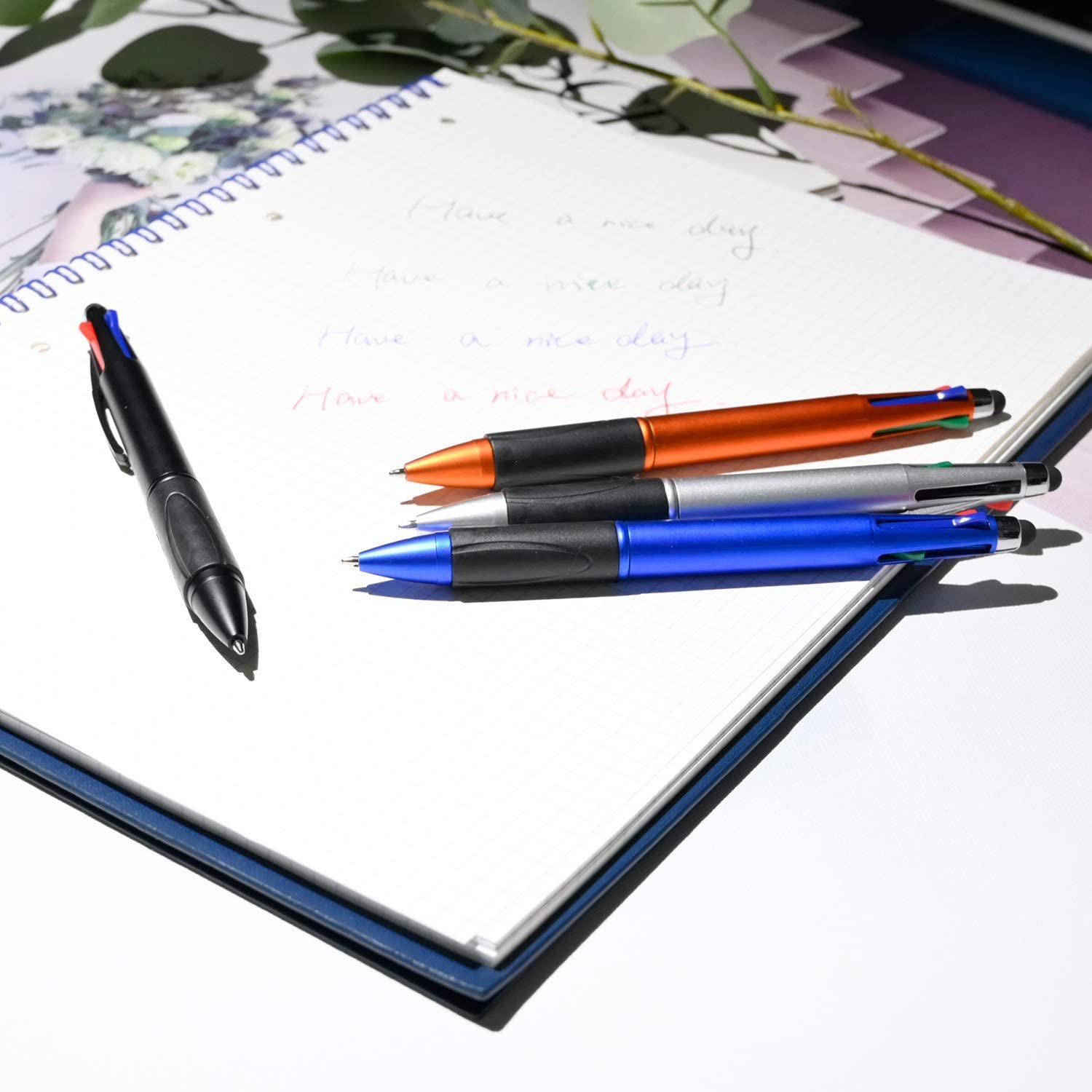 Custom 4 Color Pen in One Multi-colored Ballpoint Pen Medium Stylus Pen for iPad