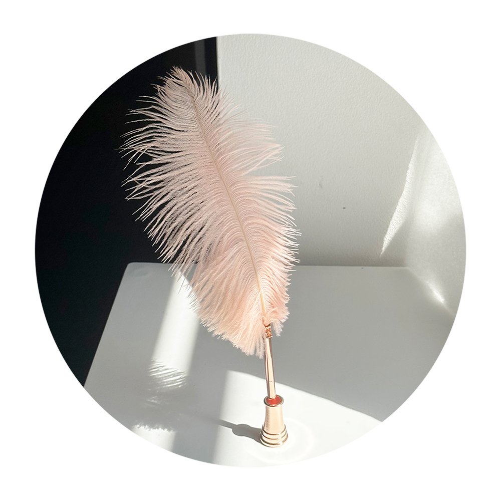 White Ostrich Feather Luxury Feather Ballpoint Pen for Wedding