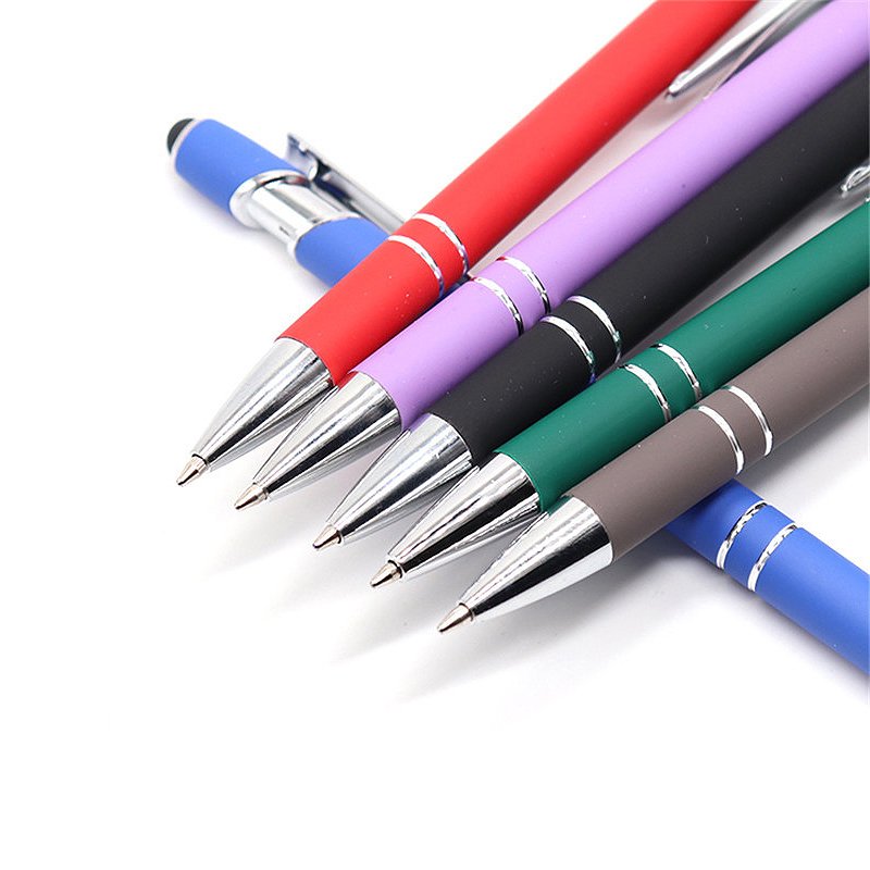 New Soft Touch Screen Stylus Pen With Logo Ballpen Springs Custom China Wholesale Luxury Rose Gold Metal Office Ballpoint Pens