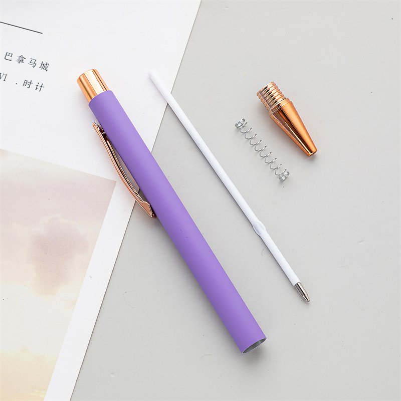 custom logo laser engraved rose gold metal pen with soft touch rubber metal personalized ballpoint pen rose gold trim