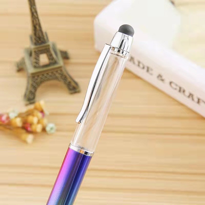 Japan Innovation Fat Barrel Empty Tube Silver Foil Liquid Glitter Floating Pen with Stylus DIY Filling Thicker Floated Pen