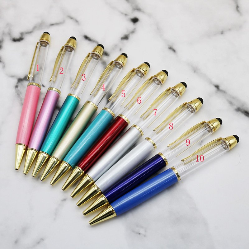 Japan Innovation Fat Barrel Empty Tube Silver Foil Liquid Glitter Floating Pen with Stylus DIY Filling Thicker Floated Pen