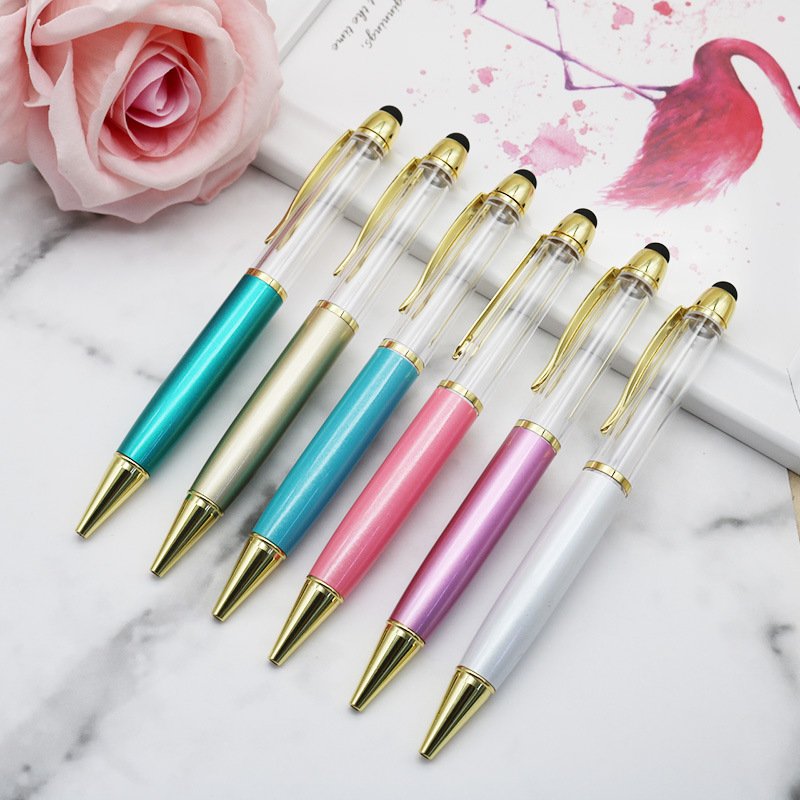 Japan Innovation Fat Barrel Empty Tube Silver Foil Liquid Glitter Floating Pen with Stylus DIY Filling Thicker Floated Pen
