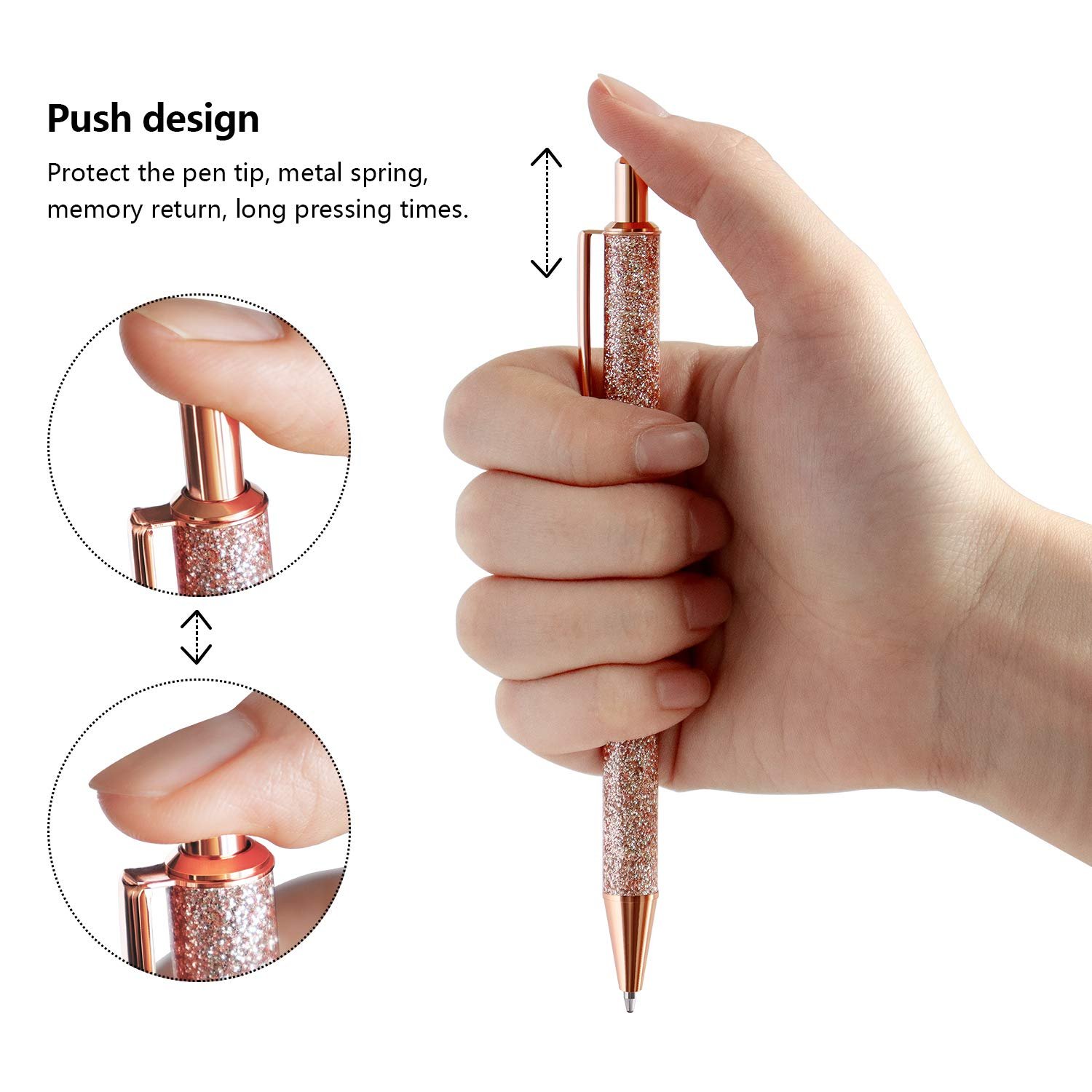 Crystal Diamond Rhinestone Black Ink Metal ball pen with custom ballpoint pen logo for Office Supplies