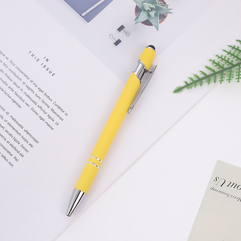Business Gifts Ball Point Soft Cover Promotional Metal Rubberized Ballpoint Pen Aluminum Touch Stylus Custom Logo Pens