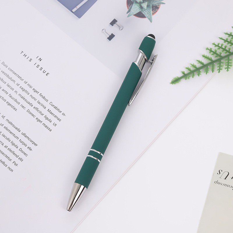 Business Gifts Ball Point Soft Cover Promotional Metal Rubberized Ballpoint Pen Aluminum Touch Stylus Custom Logo Pens