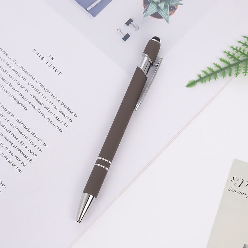 Business Gifts Ball Point Soft Cover Promotional Metal Rubberized Ballpoint Pen Aluminum Touch Stylus Custom Logo Pens