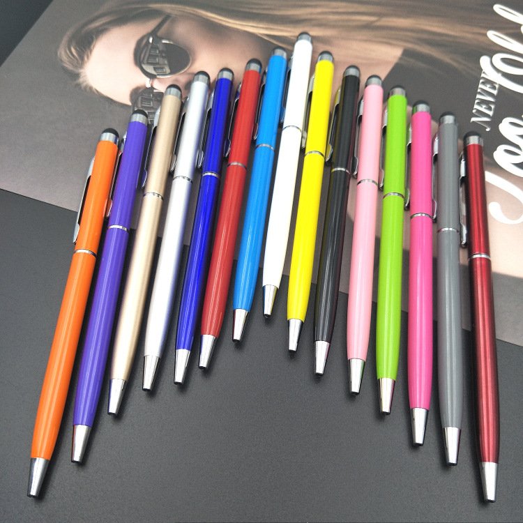 Stock supply small Coats capacitor pen dual-purpose stylus Metal aluminum rod ballpoint pen rotary touch screen stylus