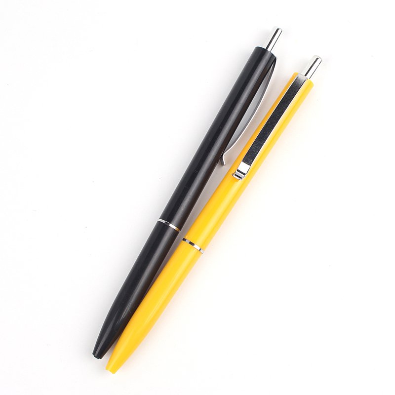 High Quality Slim Plastic Press Ballpoint Pen Yellow/Black Color for Advertising Promotion Custom Print Logo