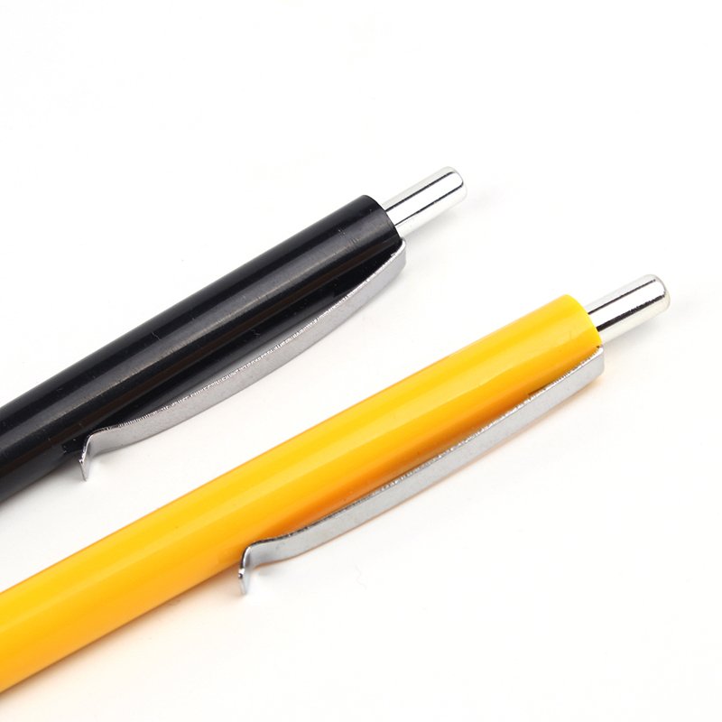 High Quality Slim Plastic Press Ballpoint Pen Yellow/Black Color for Advertising Promotion Custom Print Logo