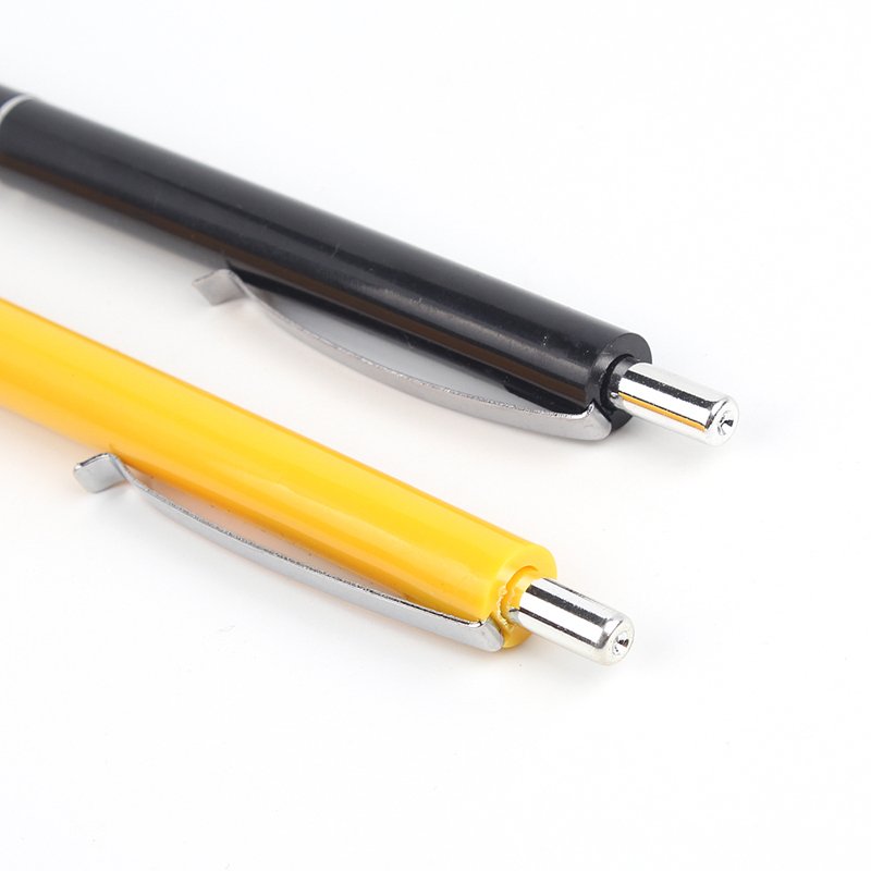 High Quality Slim Plastic Press Ballpoint Pen Yellow/Black Color for Advertising Promotion Custom Print Logo