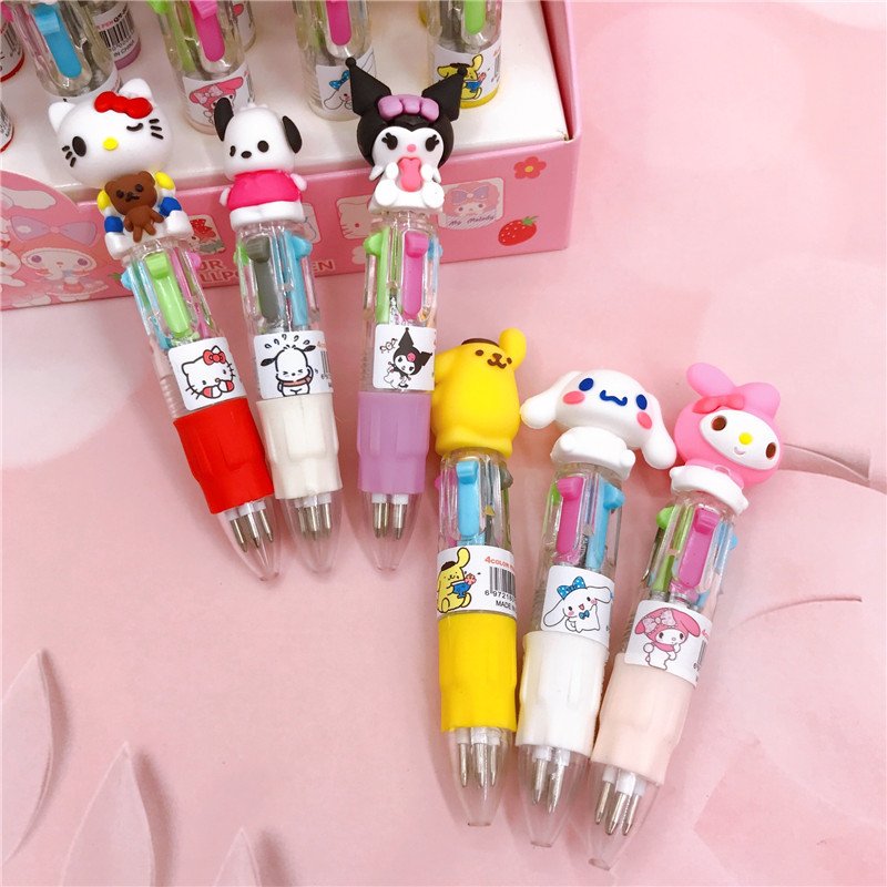 School Stationery Kuromi ballpoint pen, 4 color KT melody pen, Cute Kuromi figure ballpoint pen for kids