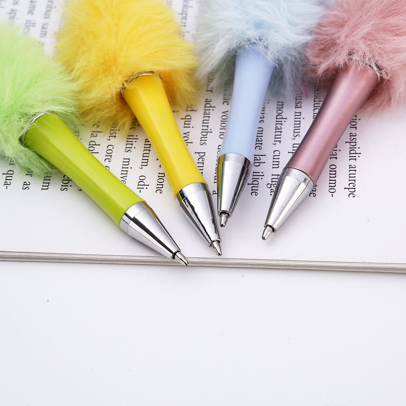 2024 New Creative DIY Plush Ball Bead Pen Add Beads Ballpoint Pen Cute Style Plush Gift Plastic Pen