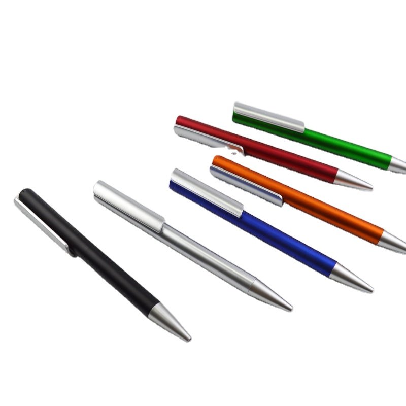 New design gift Ball Pen Customized Logo colorful plastic clip push action Ballpoint Pen with wide clip