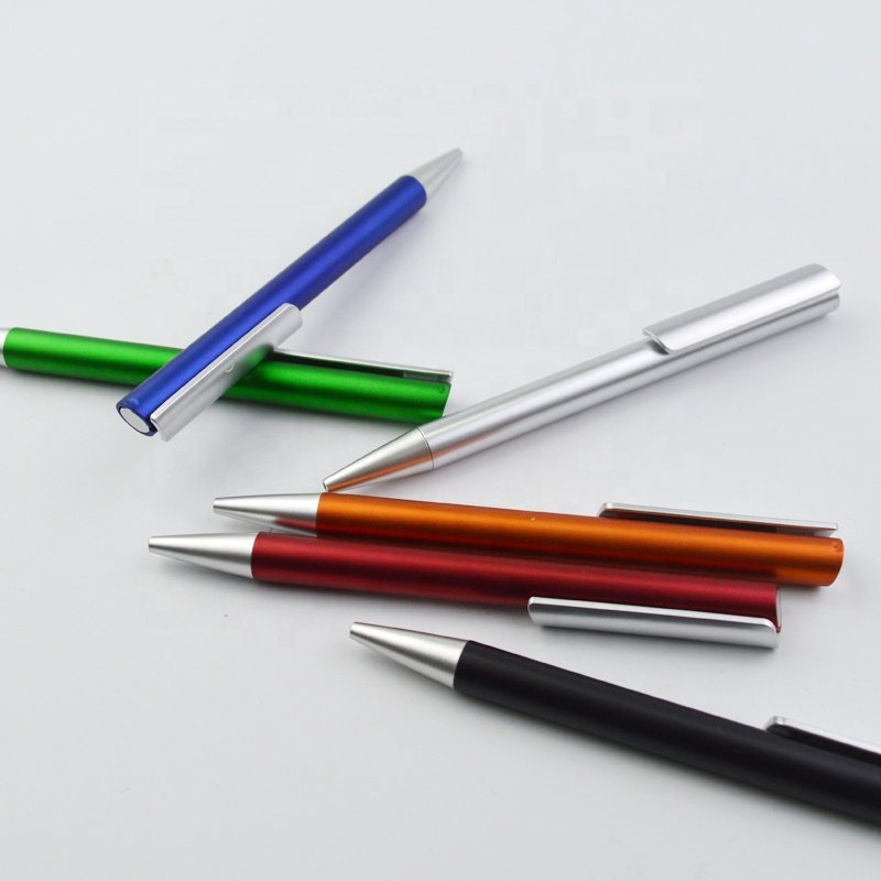 New design gift Ball Pen Customized Logo colorful plastic clip push action Ballpoint Pen with wide clip