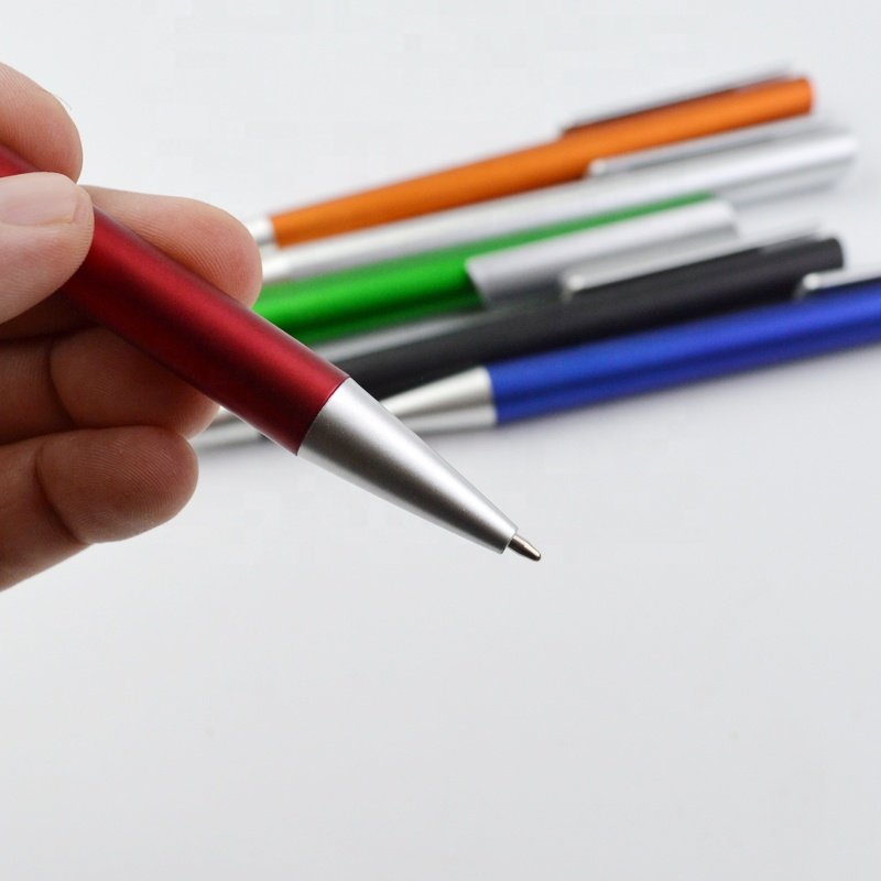New design gift Ball Pen Customized Logo colorful plastic clip push action Ballpoint Pen with wide clip