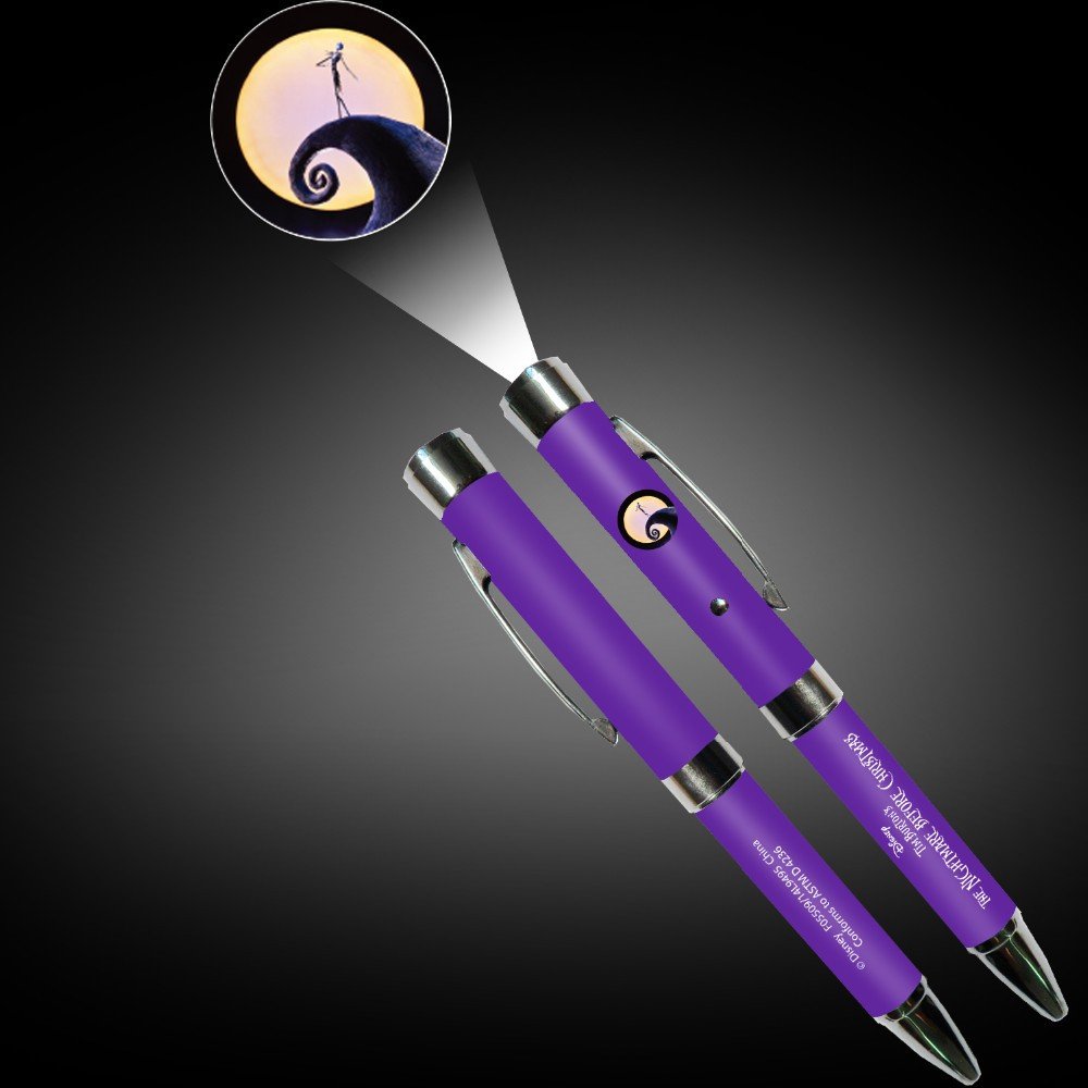 Custom Logo Projector LED Flashlight Pen Low MOQ Aluminum OEM Office School Ballpoint Pen Novelty Click Body 1.0mm Writing Gifts