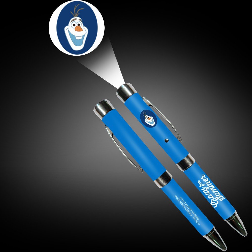 Custom Logo Projector LED Flashlight Pen Low MOQ Aluminum OEM Office School Ballpoint Pen Novelty Click Body 1.0mm Writing Gifts