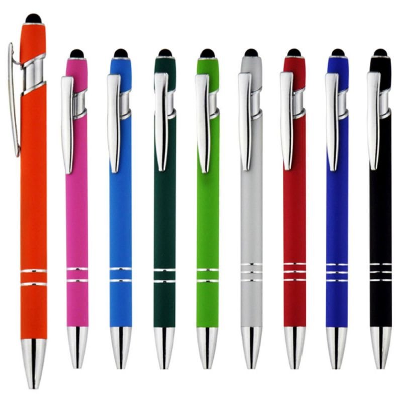 Mega wholesale Sublimation Blank custom luxury pens Multifunctional rubber barrel stylus metal ballpoint pen with logo