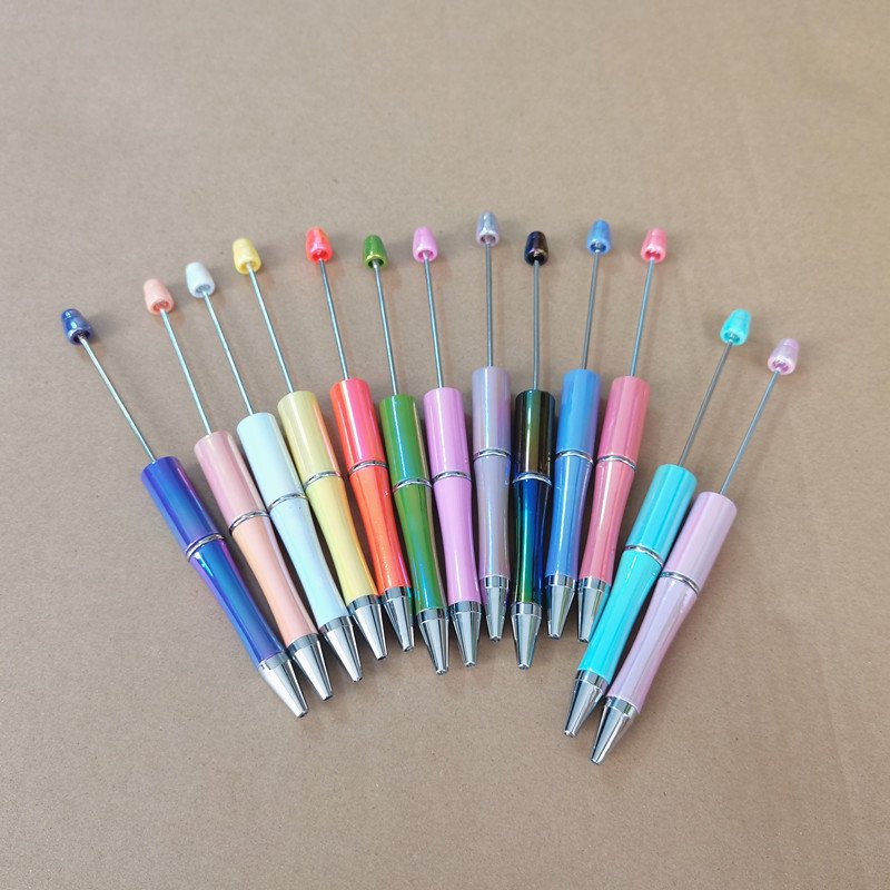 UV DIY Present Kids Students Office School Supplier Colorful Plastic UV Blending Rainbow Acrylic Beadable Ball Pen Bead Pens