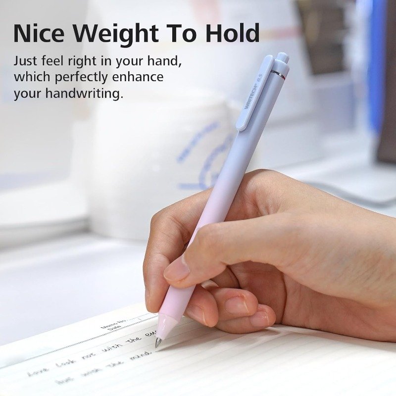 Telescopic gel ink pen: black ink 0.5mm fine point pen writing smooth with aesthetic gradient color bucket for diary notes