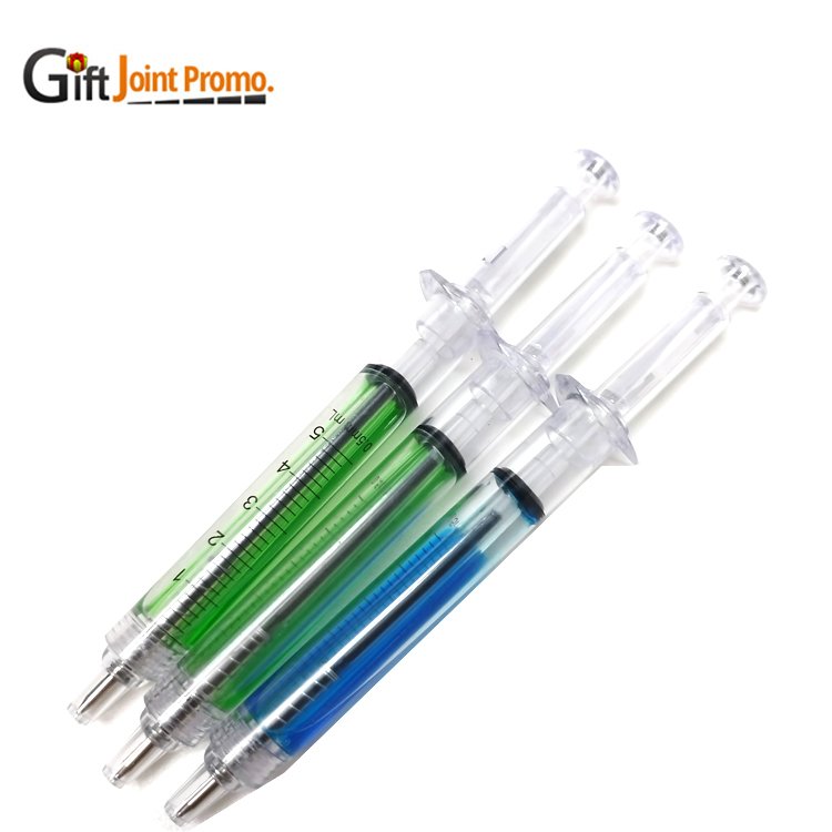 Wholesale Customized LOGO Syringe Ballpoint Pen Plastic Injection Liquid Promotional Pen