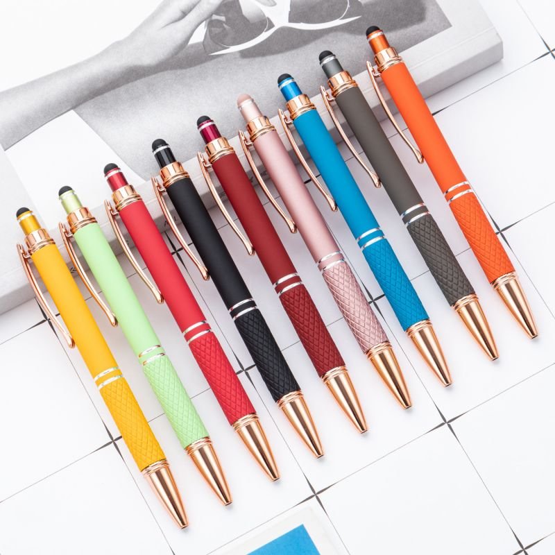 New Arrival Wholesale High Quality Metal Ballpoint Pens Promotional Soft Touch Stylus Pens Customized Logo Rubber gift Pens